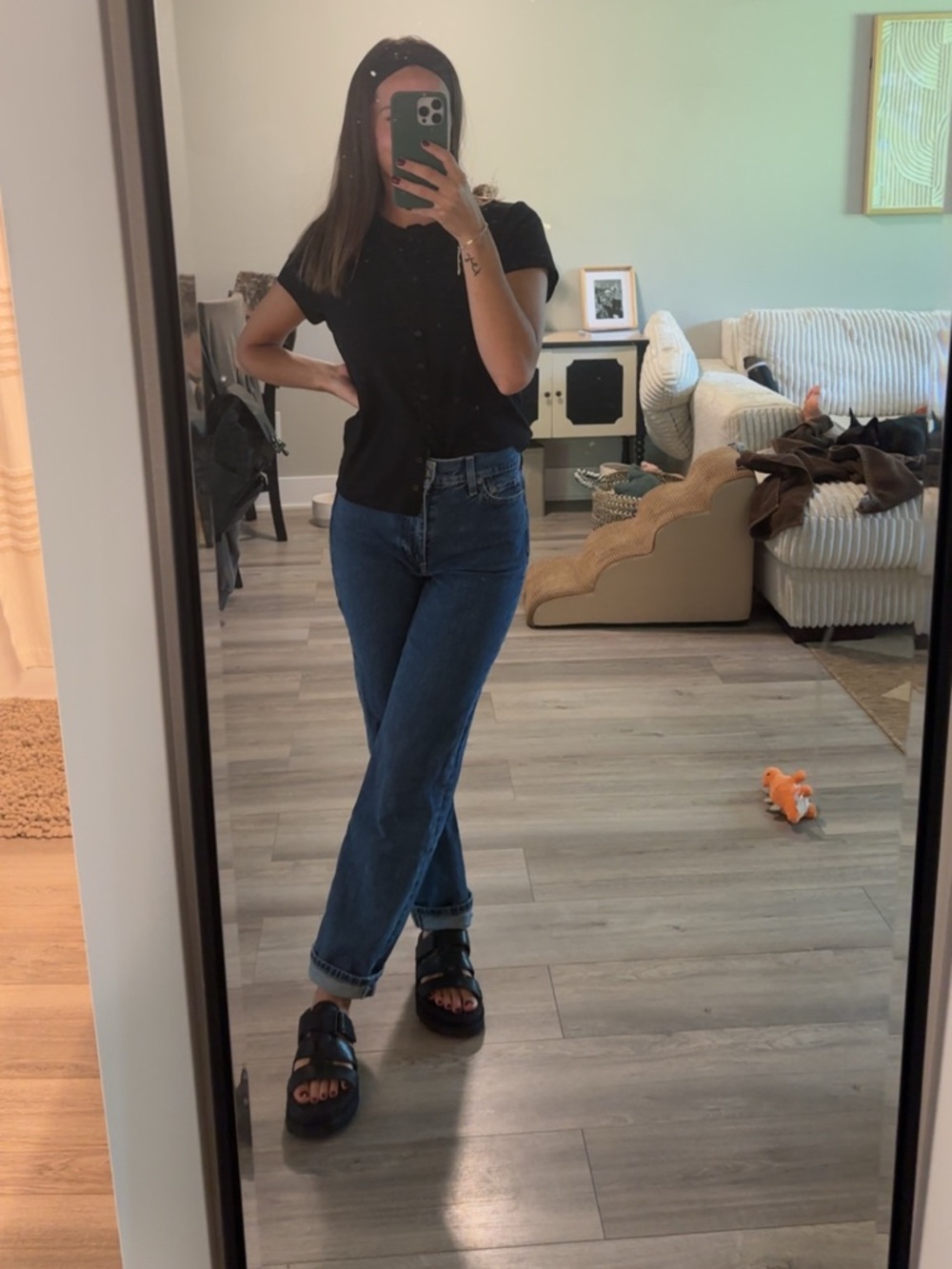 Classic Straight-Leg Jeans in Dark Blue